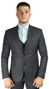 Фото Костюм тройка серый в синюю клетку  CARDOZO артикул: 544502-563 костюм 3 зріст ( 164-178 )