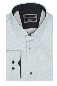 Фото товара Сорочка біла з блакитними квітами GIOVANNI FRATELLI, артикул: 2172 Приталені