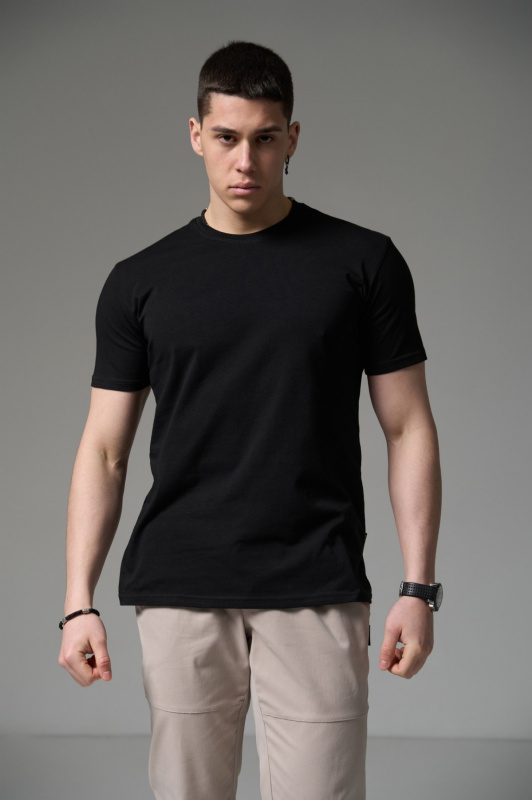 Фото товара Футболка чорна  оджнотонна ICE  MAN, артикул: 0145-1 Футболки та поло