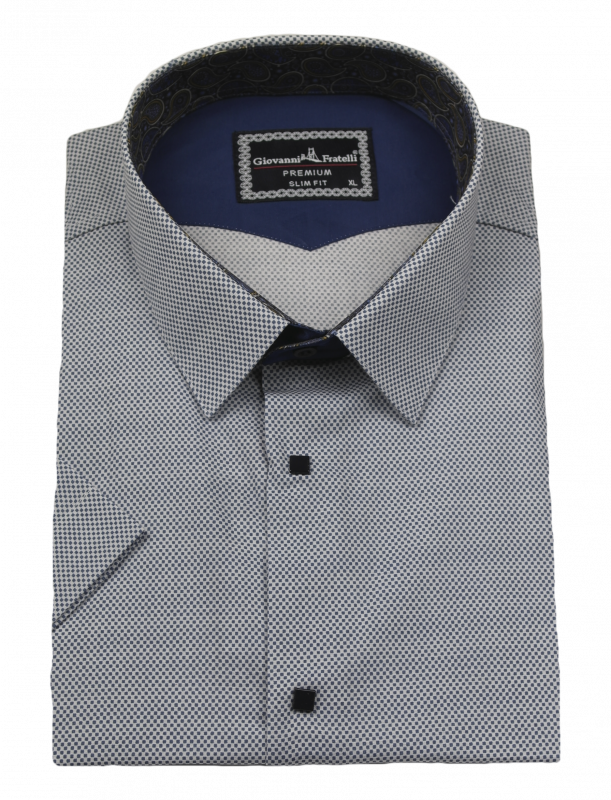 Фото Рубашка c коротким рукавом серая в синюю точку Giovanni Fratelli артикул: 7013 Приталений крій