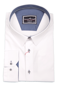 Фото товара Рубашка белая на чёрных пуговицах Giovanni Frateli, артикул: 5034 Приталені