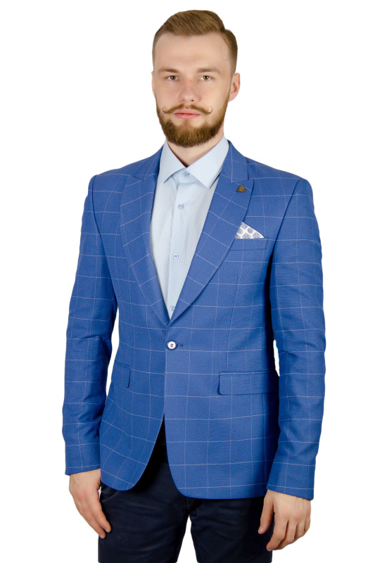 Фото товара Пиджак голубой в белую клетку ANTOINE GRIZMANN, артикул: 580-11 Піджаки