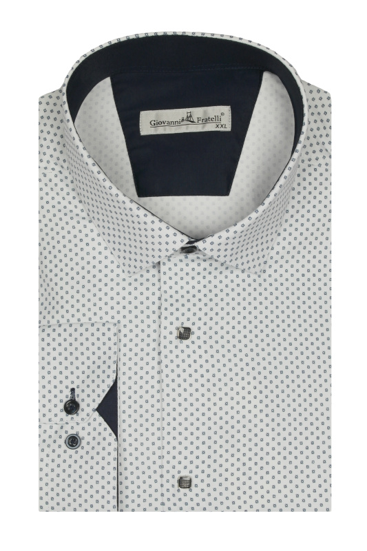 Фото товара Сорочка біла на кнопках з візерунком GIOVANNI FRATELLI, артикул: 8069-04 Класичні 