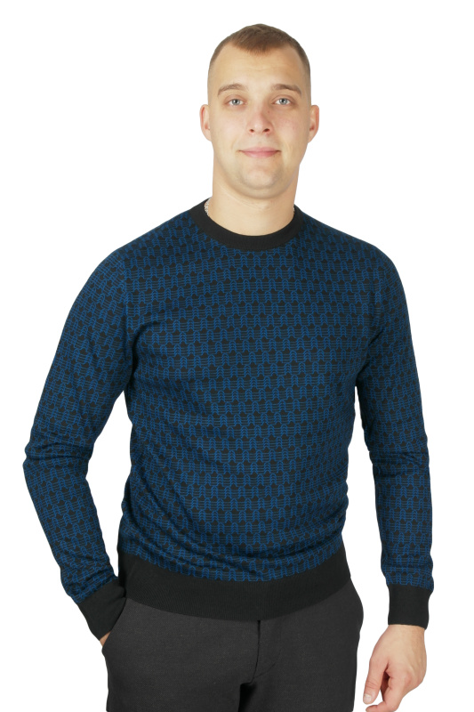 Фото товара Светр чорний в синій візерунок  WHITE HOUSE, артикул: 7129 Светри , Кофти поло