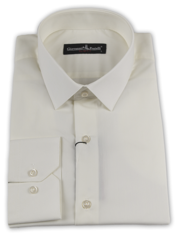 Фото товара Рубашка айвори однотонная GIOVANNI FRATELLI 0408-1, артикул: 0408-1 Приталені