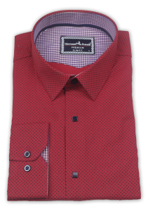 Фото Рубашка красная чёрный узор  Giovanni Frateli артикул: 4089-1 Приталені