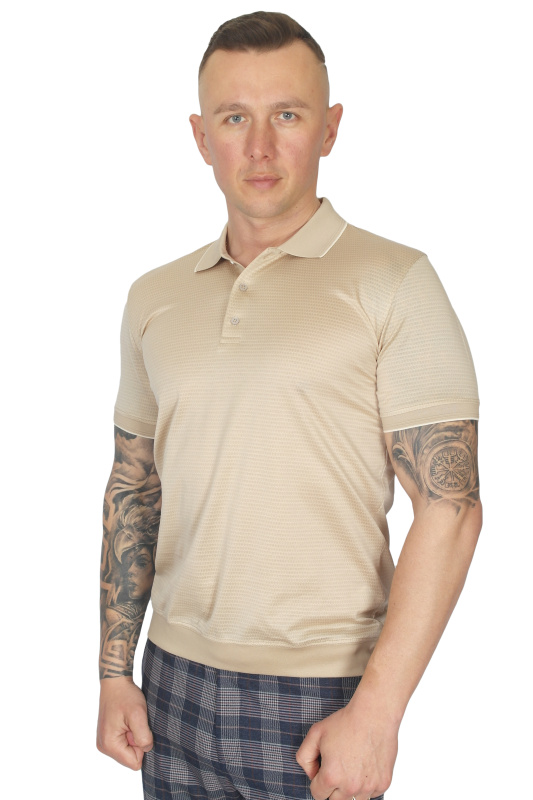 Фото товара Футболка-поло бежева тканинний візерунок WHITE HOUSE, артикул: 211650 Футболки та поло