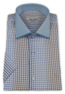 Фото товара Рубашка с коротким рукавом голубая Fabio Divayo, артикул: 26073 Приталений крій Фото товара Рубашка с коротким рукавом голубая Fabio Divayo, артикул: 26073 Приталений крій