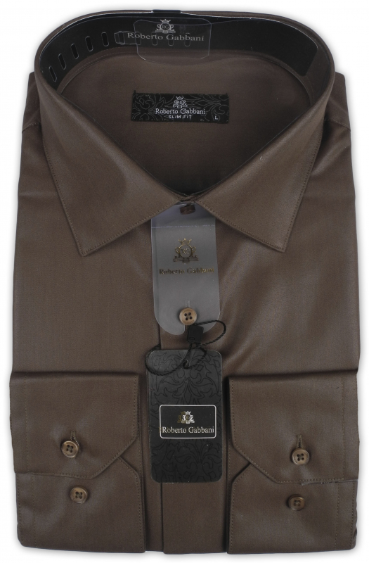 Фото Рубашка коричневая Roberto Gabbani артикул: 242812 Приталені