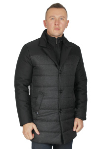 Фото товара Куртка чорна з сірим комбінована подовжена  MAIKLEN, артикул: 1441129 Куртки