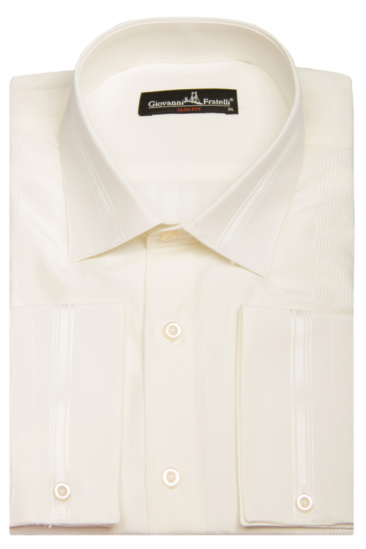 Фото товара Рубашка айвори с отделкой  рукав под запонки и пуговицу GIOVANNI FRATELLI, артикул: 1554 Під запонки