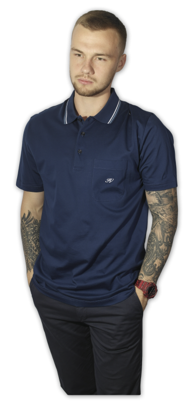 Фото товара Футболка поло синяя IVANO VINCI, артикул: 41302 Футболки та поло