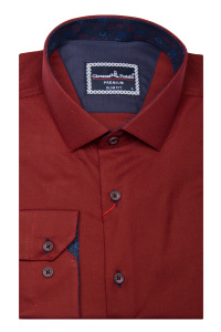 Фото Рубашка бордовая однотонная GIOVANNI FRATELLI артикул: 3024 Приталені