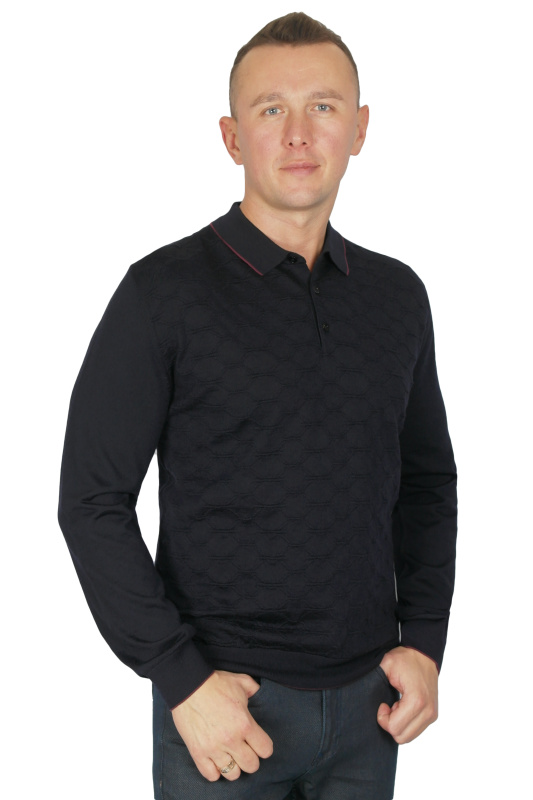 Фото товара Кофта поло темно-синя текстурна  ENRICO CERINI, артикул: 184106 Светри , Кофти поло