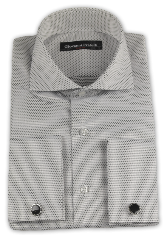 Фото товара Рубашка белая в чёрную точку Giovanni Fratelli, артикул: 0820 Під запонки