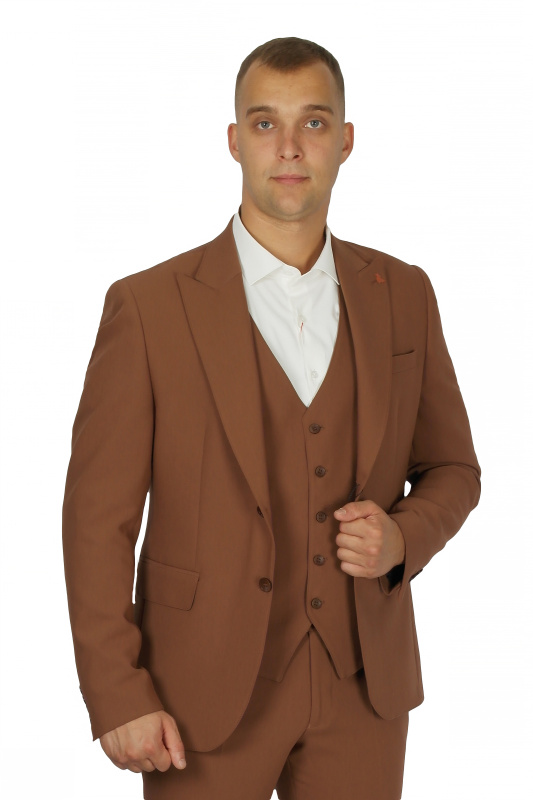 Фото товара Костюм трійка коричневий однотонний MCR 40810, артикул: 40810 костюм 3 зріст ( 164-178 )