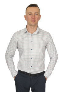 Фото Рубашка белая в цветную клетку MCR артикул: 37063 Приталені