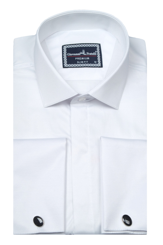 Фото товара Рубашка персиковая с отстрочкой на воротнике и манжетах Romano Botta, артикул: 2482328 Класичні 