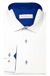 Фото Рубашка белая синие пуговицы GIOVANNI FRATELLI артикул: 8029 Класичні 