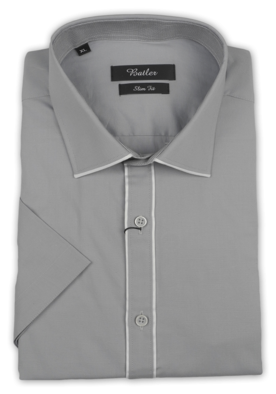 Фото товара Рубашка с коротким рукавом серая Batler, артикул: 26221 Приталений крій