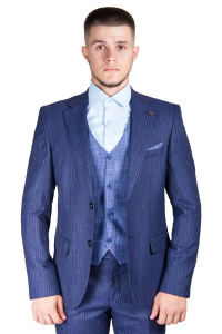 Фото Костюм тройка в полоску синий меланж CHRISTIAN BARRET артикул: 165863-4 костюм 3 зріст ( 164-178 )
