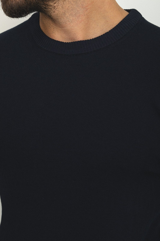 Фото товара Светр темно-синій однотонний MCR баталл, артикул: 11355-4 Светри , Кофти поло