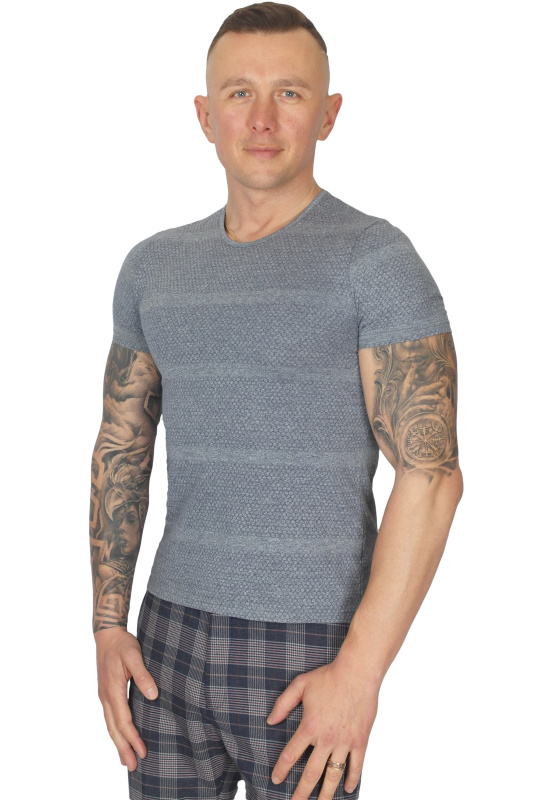 Фото товара Футболка  голуба текстурна MCR, артикул: 36572-3 Футболки та поло