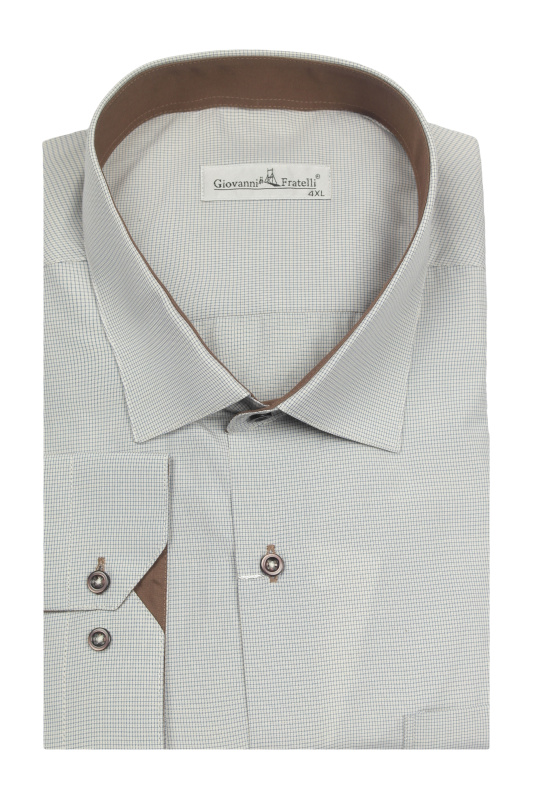 Фото товара Сорочка сіра в дрібну клітинку  Giovanni Fratelli, артикул: 0348-962456 Класичні 