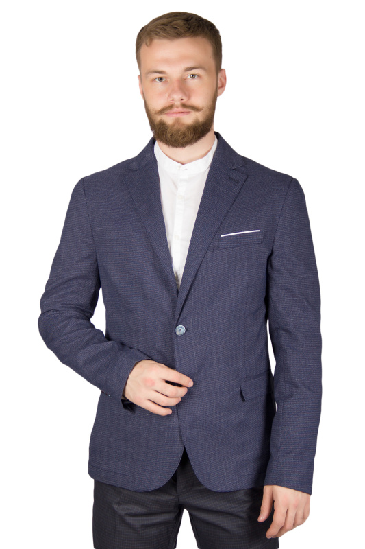 Фото товара Пиджак тёмно-синий приталенного кроя с двумя шлицами SORBINO, артикул: 1816 Піджаки