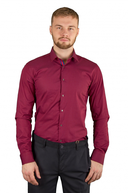 Фото Рубашка бордовая с рисунком на кнопках  Giovanni Fratelli артикул: 7058-1 Приталені