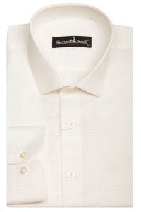 Фото Рубашка айвори текстурная клетка GIOVANNI FRATELLI артикул: 0762 Приталені