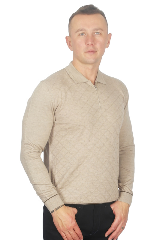 Фото товара Свитер бежевый тканевый узор ENRICO CERINI, артикул: 204106 Светри , Кофти поло