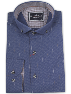 Фото товара Рубашка синяя в белую точку Giovanni Fratelli, артикул: 4091 Приталені
