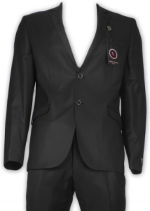 Фото Костюм чёрный однотонный с одной шлицей FABIO DIVAYO артикул: 2020428 костюм 3 зріст ( 164-178 )