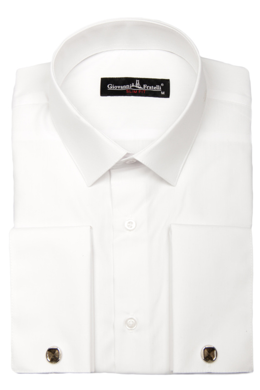 Фото товара Рубашка белая однотонная под запонки Giovanni Fratelli, артикул: 0408-0408 Під запонки