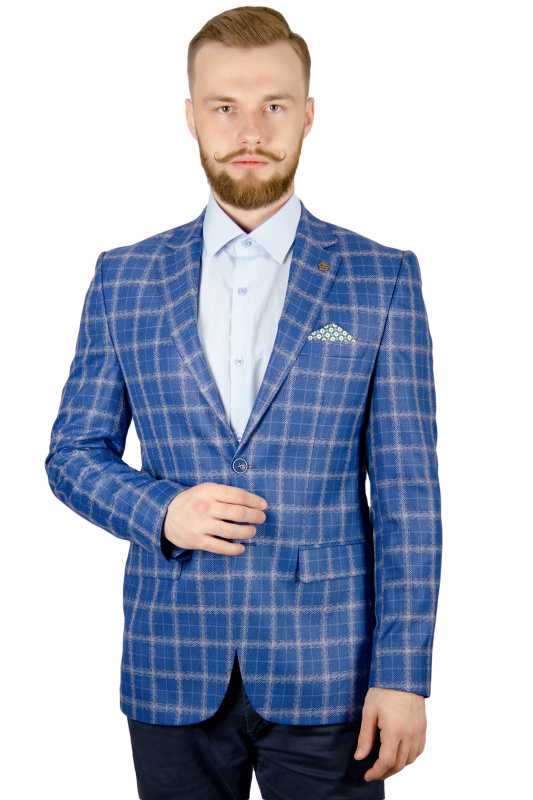 Фото товара Пиджак голубой в крупную клетку LANDOR, артикул: 498 Піджаки