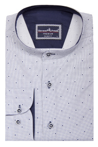 Фото товара Рубашка белая в узор воротник стойка GIOVANNI FRATELLI, артикул: 1460-3 Приталені