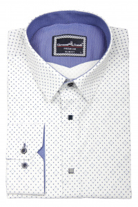 Фото Рубашка белаяна на кнопках в голубой узор Giovanni Fratelli артикул: 7095 Приталені
