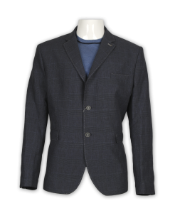 Фото товара Пиджак синий льняной в клетку MAIKLEN, артикул: 079067 Піджаки