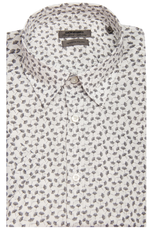 Фото товара Рубашка с коротким рукавом в серый узор SORBINO, артикул: 4661 Приталений крій