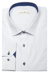 Фото товара Рубашка голубая в мелкую клетку Giovanni Frateli, артикул: 0348 Класичні 