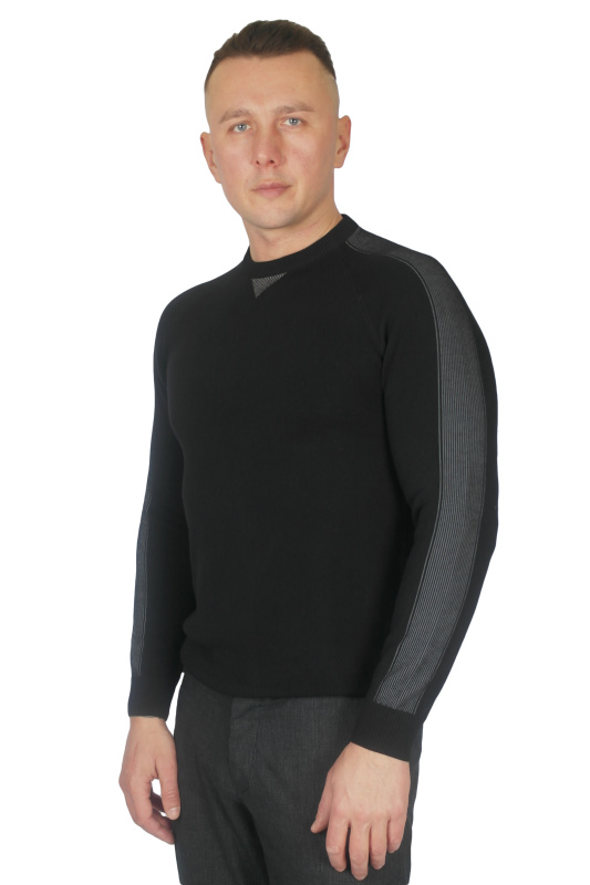 Фото товара Светр чорний з текстурними вставками  MCR, артикул: 11354-2 Светри , Кофти поло