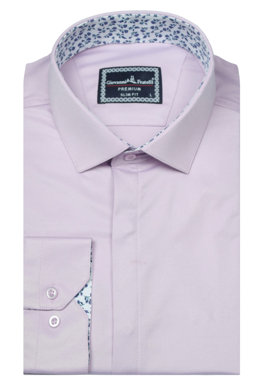 Фото товара Рубашка сиреневая с планкой GIOVANNI FRATELLI, артикул: 7044-5 Приталені