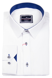 Фото товара Рубашка белая текстурный тканевый узор Giovanni Fratelli, артикул: 3018 Приталені