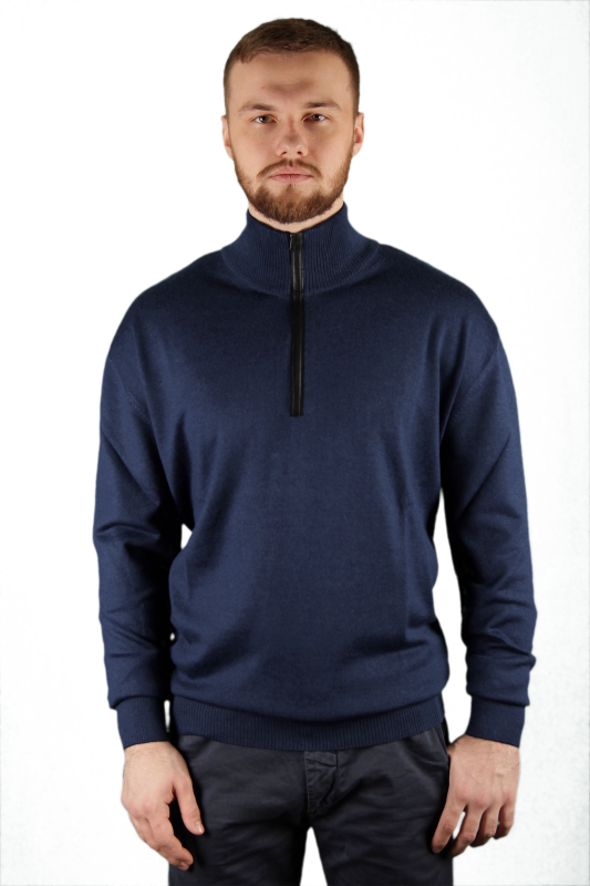 Фото товара Свитер тёмно-синий воротник стойка WHITE HOUSE, артикул: 6957 Светри , Кофти поло