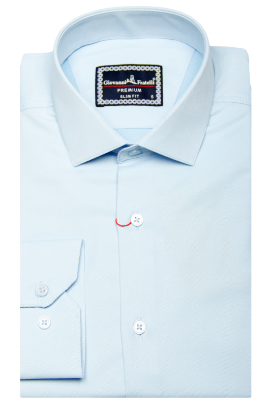 Фото товара Сорочка голуба однотонна  GIOVANNI FRATELLI, артикул: 3030-12 Приталені