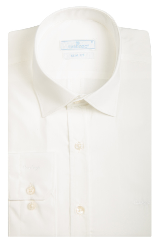 Фото товара Рубашка айвори текстурный узор CARDOZO, артикул: 45236 Приталені