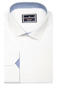 Фото товара Сорочка біла однотонна  GIOVANNI FRATELLI, артикул: 3033-2 Приталені