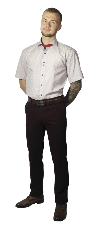 Фото товара Рубашка c коротким рукавом серая с рисунком Giovanni Fratelli, артикул: 0593 Приталений крій