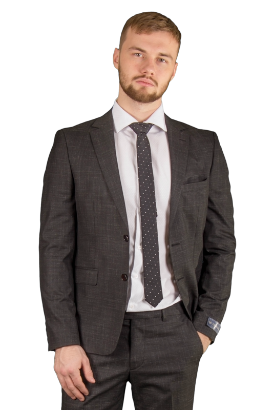 Фото товара Костюм серый меланж OLIVER MANCINI, артикул: 327-1 костюм 3 зріст ( 164-178 )